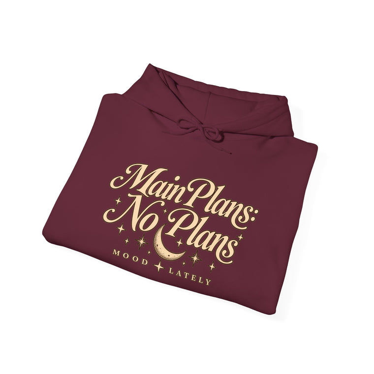 Main Plans No Plans Hoodie — Cozy Retro Graphic Pullover