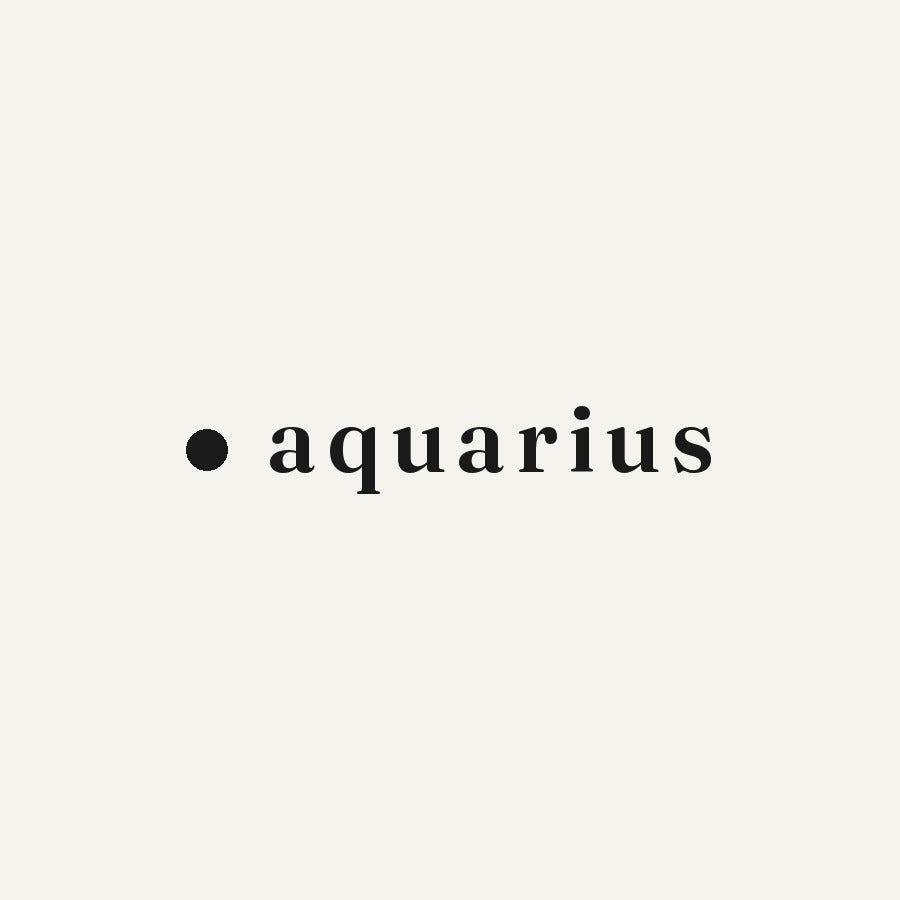 The word aquarius set in lowercase serif beside the Mood Lately dot