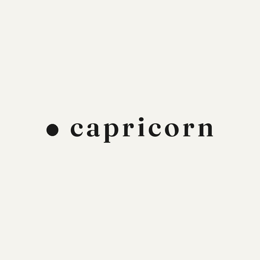 The word capricorn set in lowercase serif beside the Mood Lately dot
