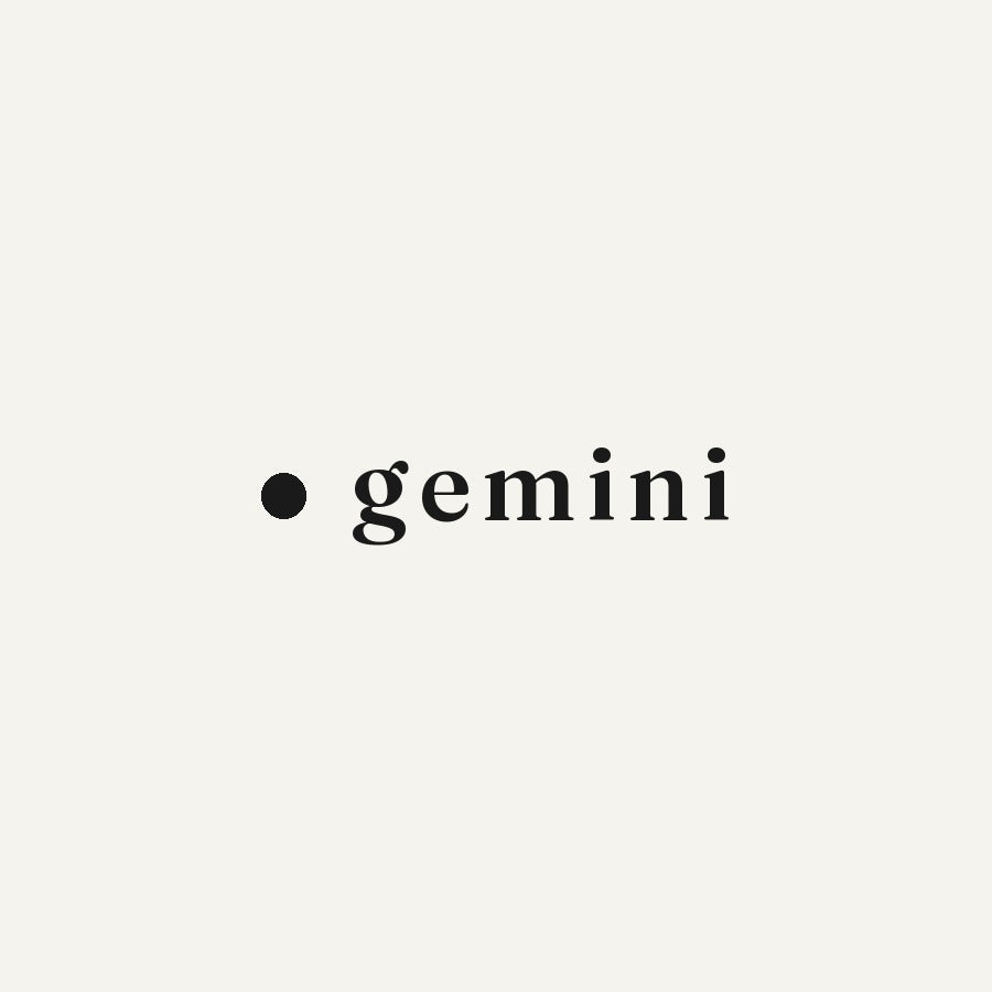 The word gemini set in lowercase serif beside the Mood Lately dot