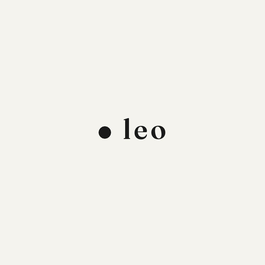 The word leo set in lowercase serif beside the Mood Lately dot