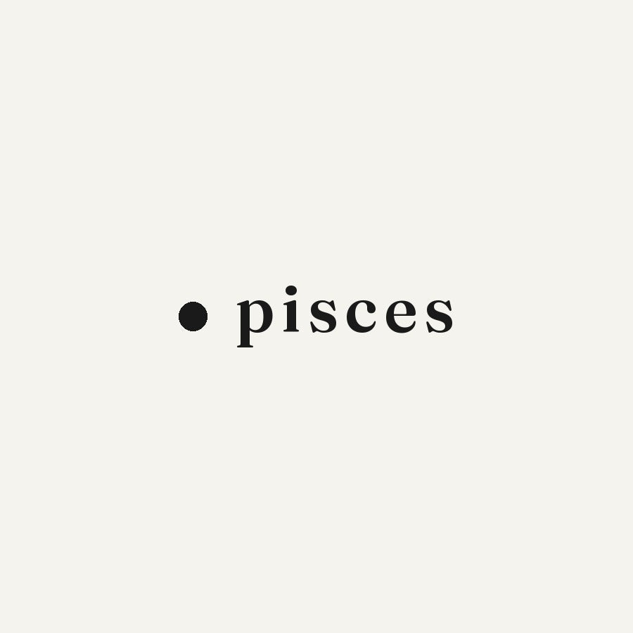 The word pisces set in lowercase serif beside the Mood Lately dot