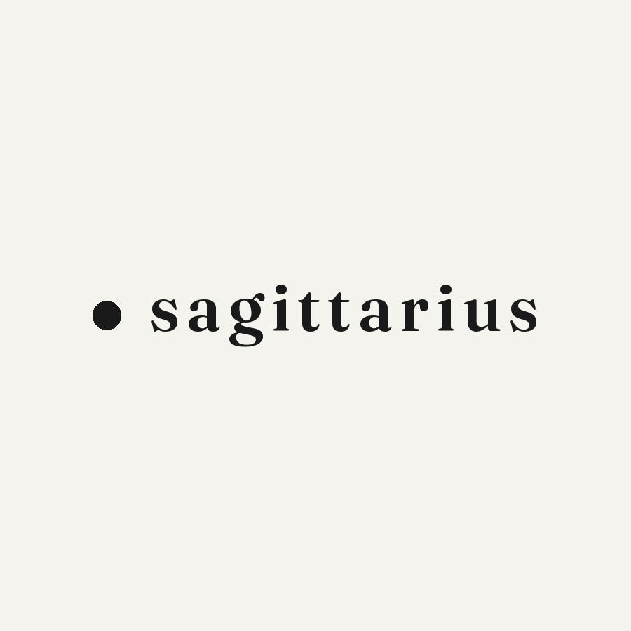 The word sagittarius set in lowercase serif beside the Mood Lately dot