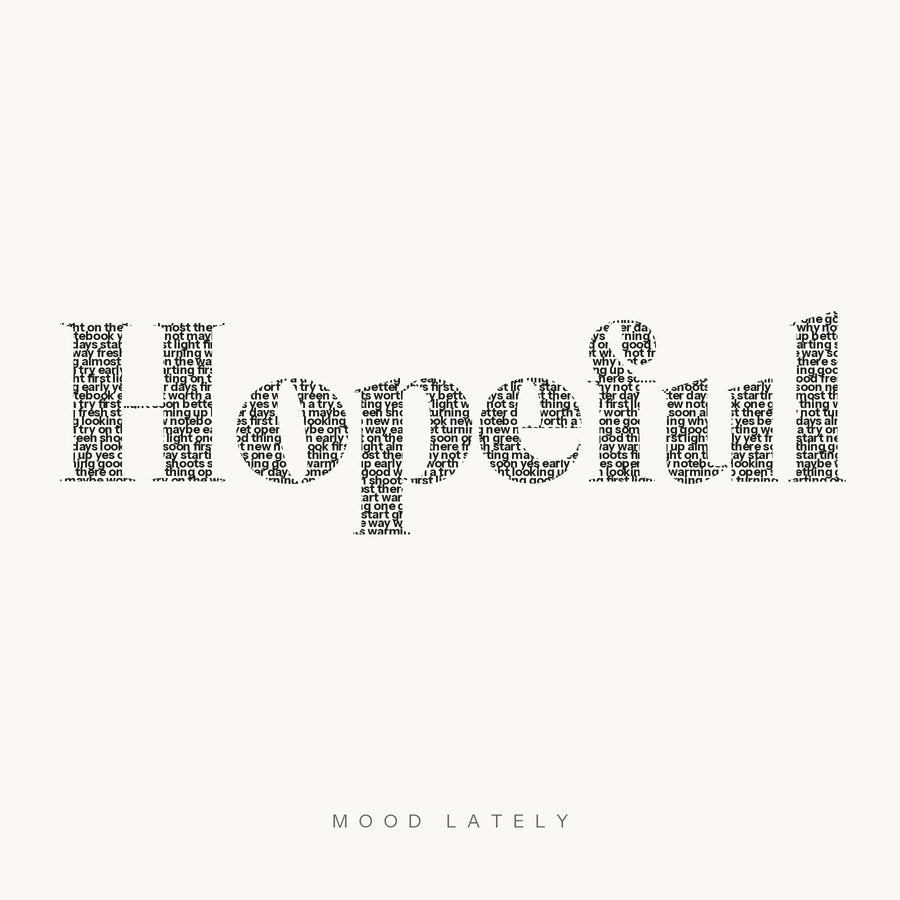 The word Hopeful spelled out in small phrases such as maybe, fresh start and one good thing