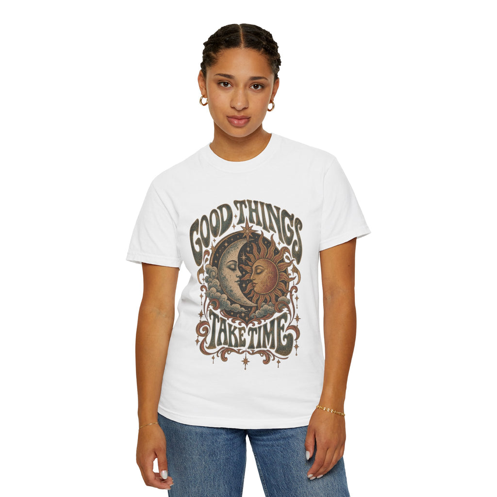 Good Things Take Time Tee — Vintage Sun & Moon Graphic T-Shirt