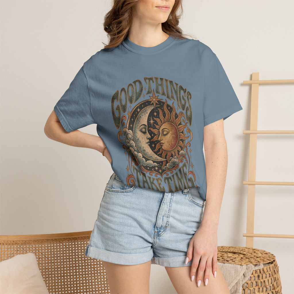 Good Things Take Time Tee — Vintage Sun & Moon Graphic T-Shirt
