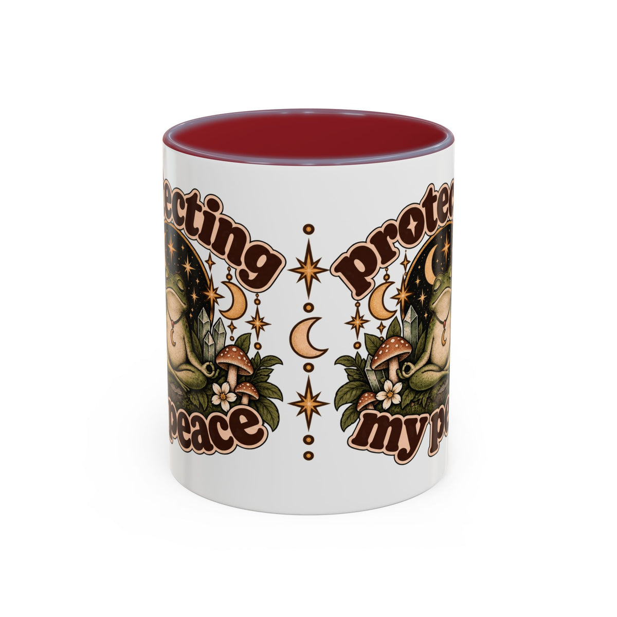 Protecting My Peace Mug — Frog & Mushroom Ceramic Coffee Mug