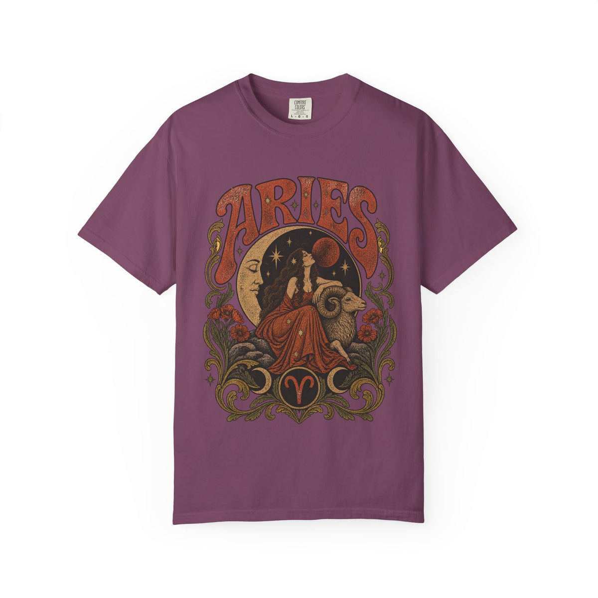 Vintage Aries Zodiac Tee — Moon & Ram Astrology Graphic T-Shirt