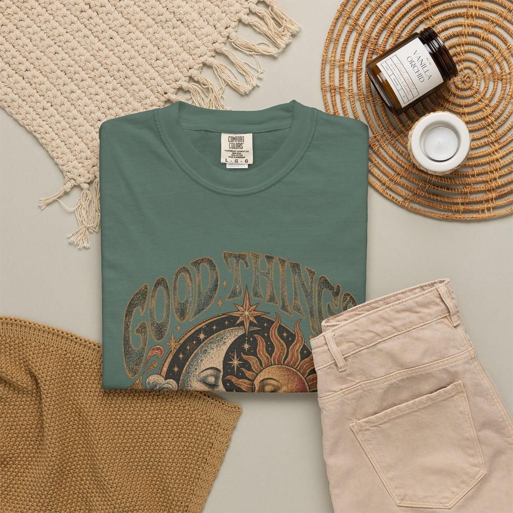 Good Things Take Time Tee — Vintage Sun & Moon Graphic T-Shirt