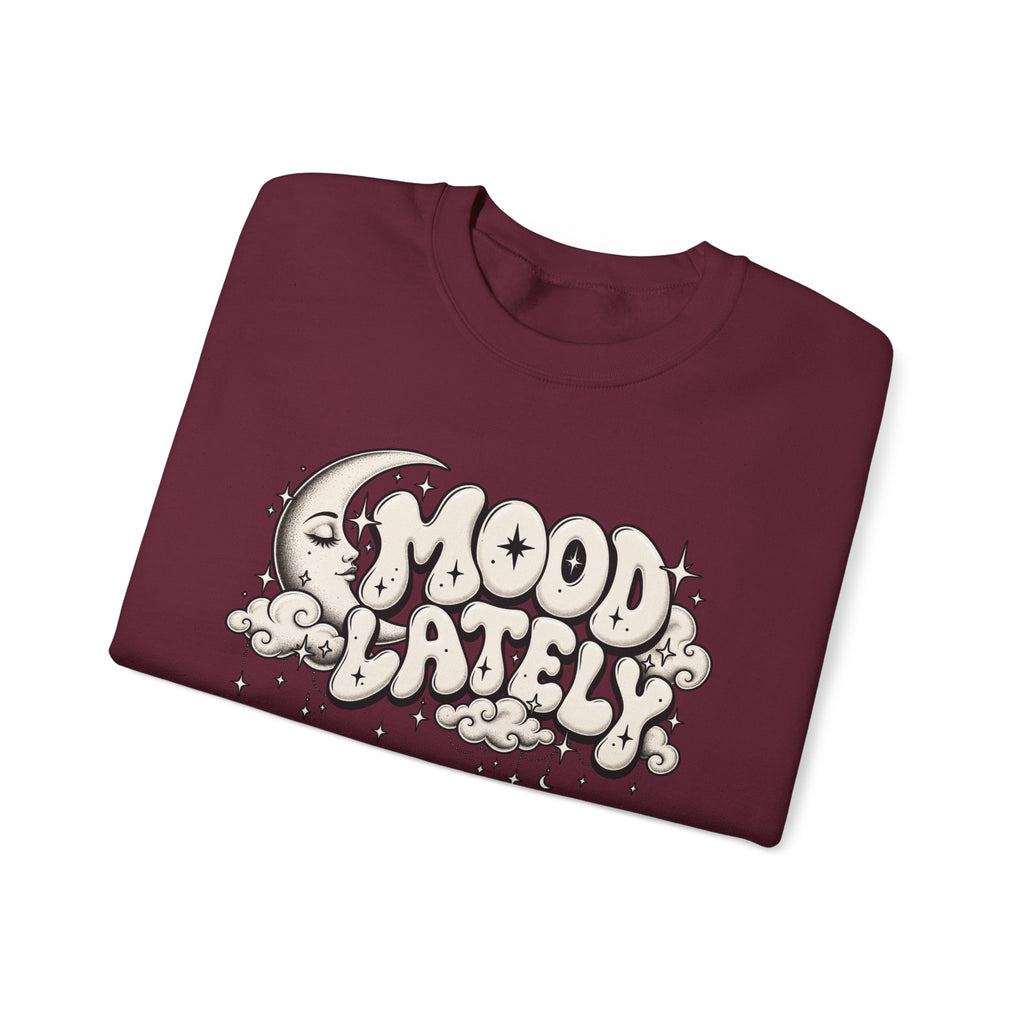 Crewneck Sweatshirt — 'Mood Lately' Retro Moon Graphic