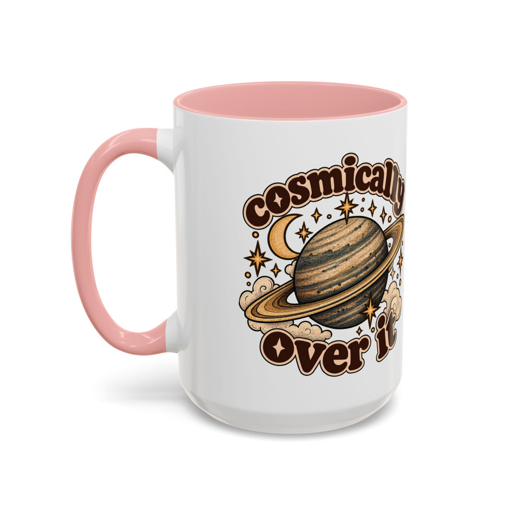 Cosmically Over It Mug — Retro Planet Celestial Ceramic Coffee Mug