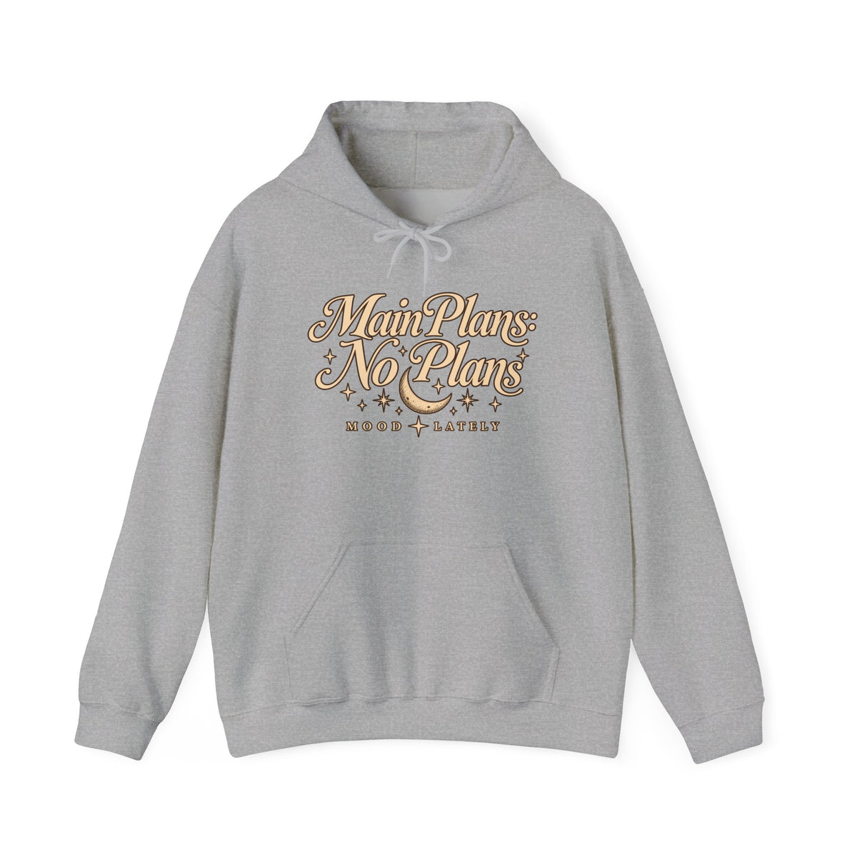 Main Plans No Plans Hoodie — Cozy Retro Graphic Pullover