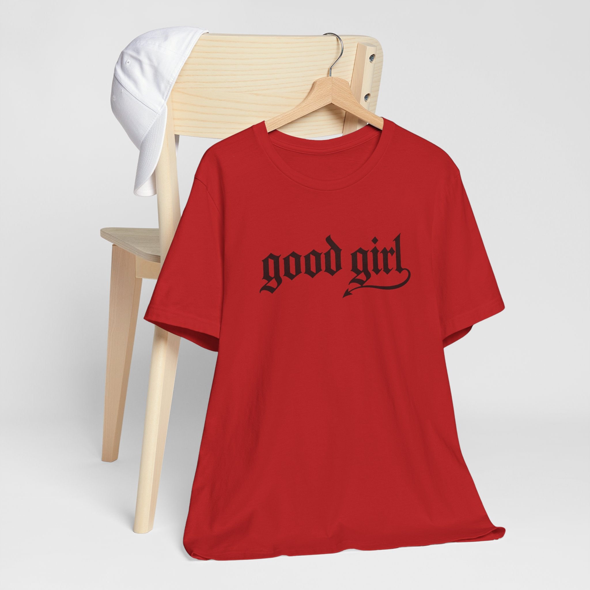 Good Girl Graphic Tee — Vintage Script White T-Shirt