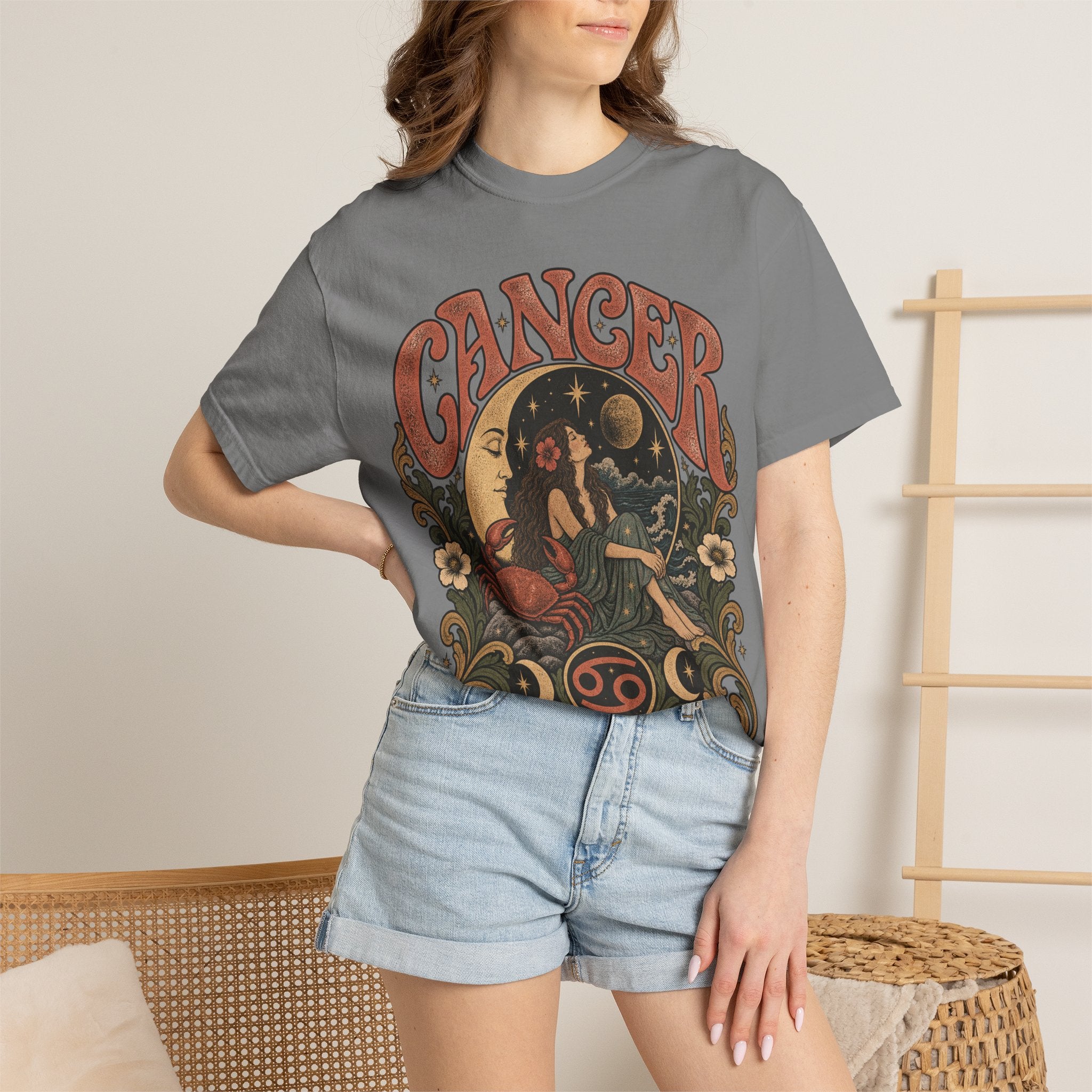 Cancer Zodiac T‑Shirt — Vintage Astrology Tee (Cancer Zodiac Sign)