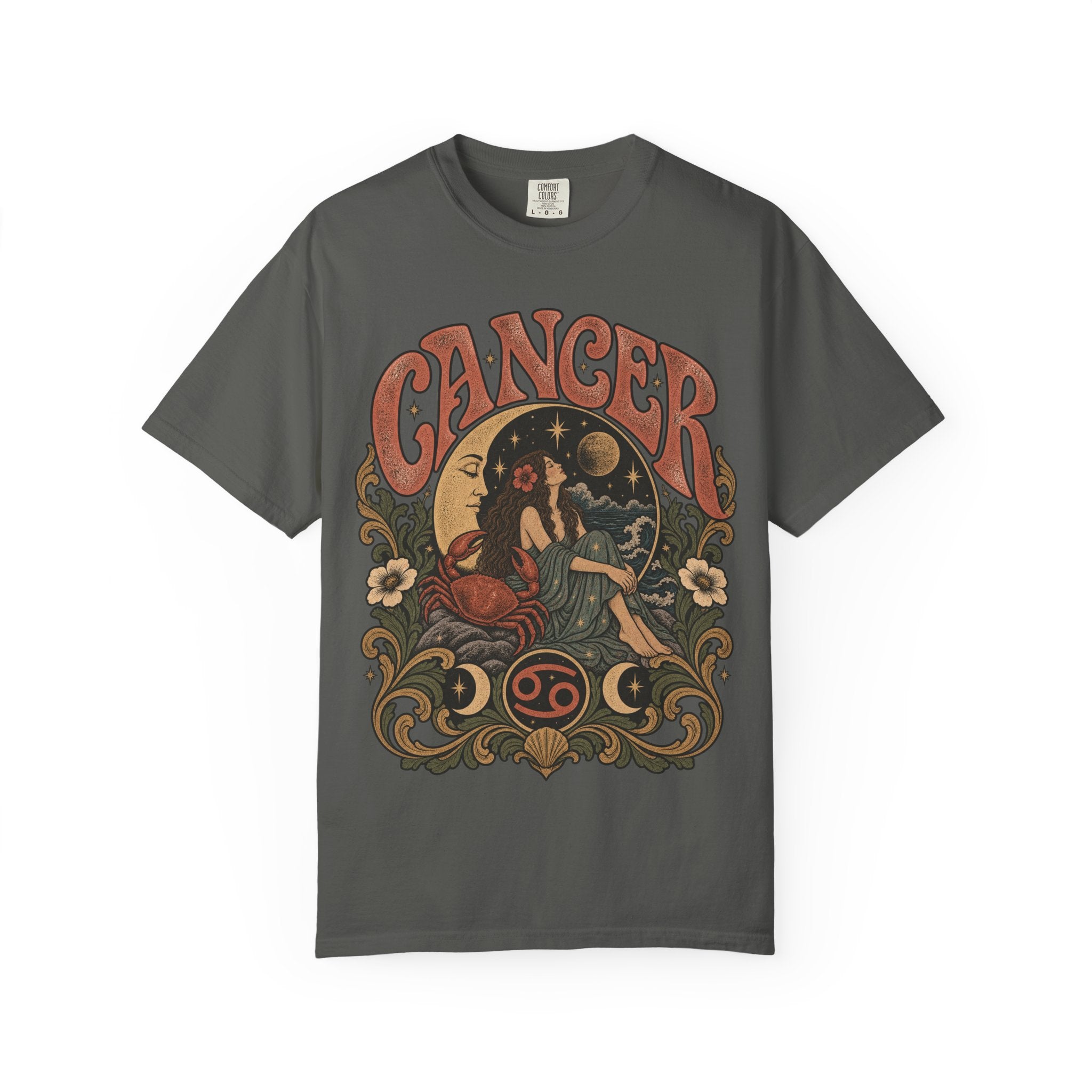 Cancer Zodiac T‑Shirt — Vintage Astrology Tee (Cancer Zodiac Sign)
