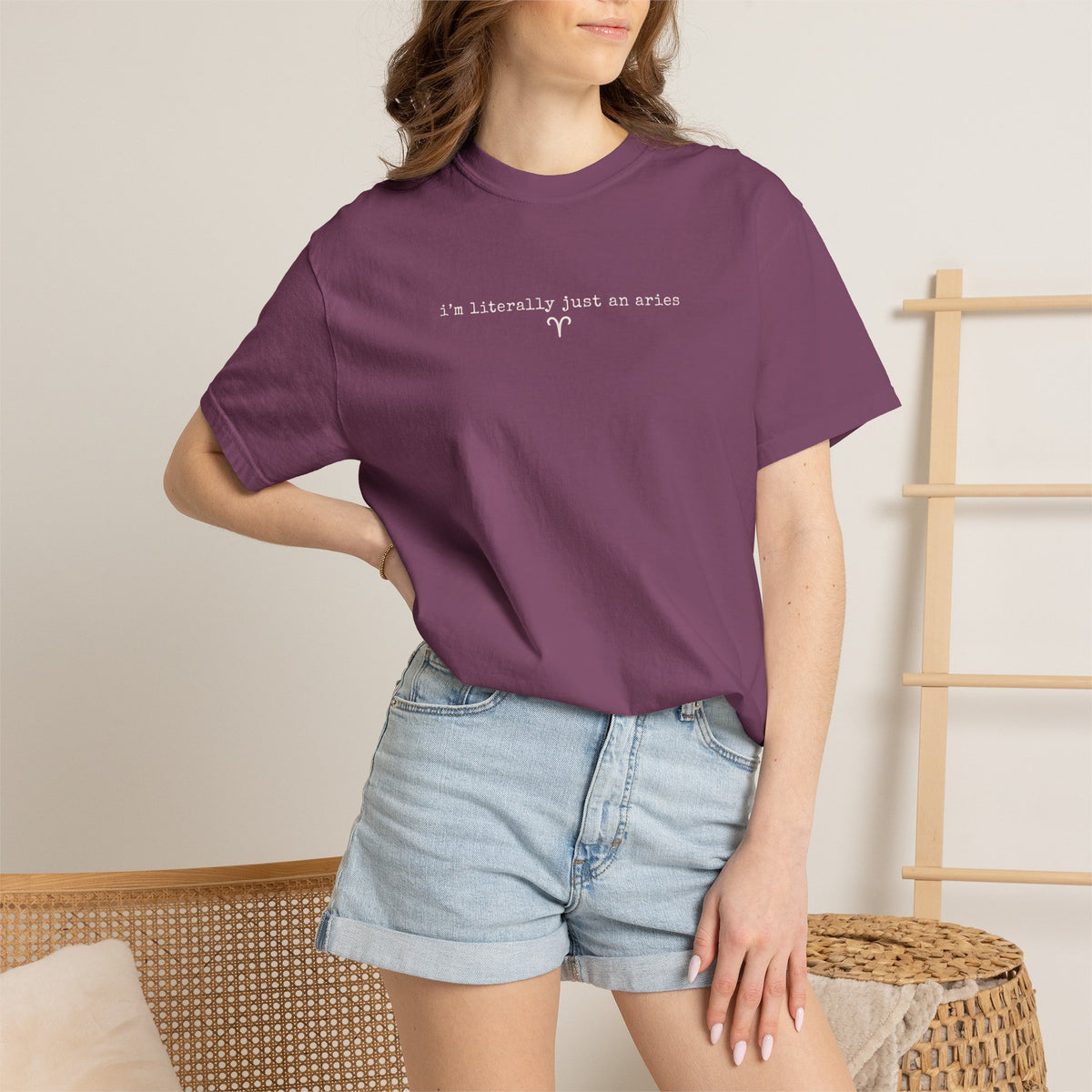 I'm Literally Just an Aries Garment-Dyed T-Shirt — Vintage Cream Comfort Tee