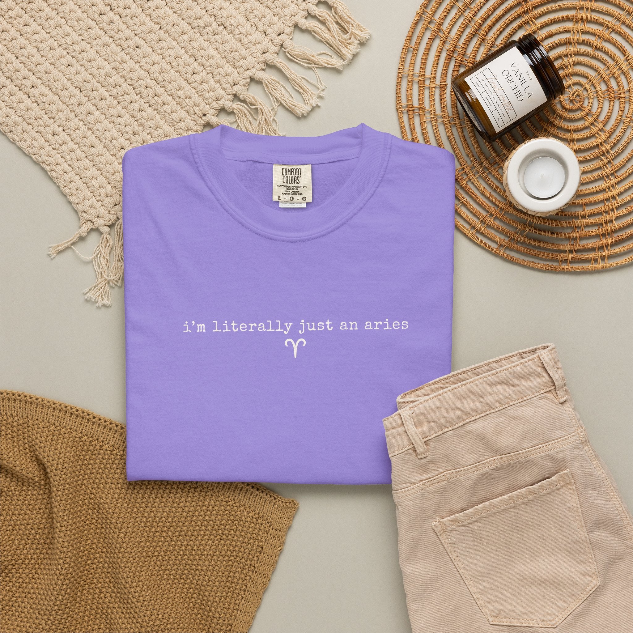 I'm Literally Just an Aries Garment-Dyed T-Shirt — Vintage Cream Comfort Tee
