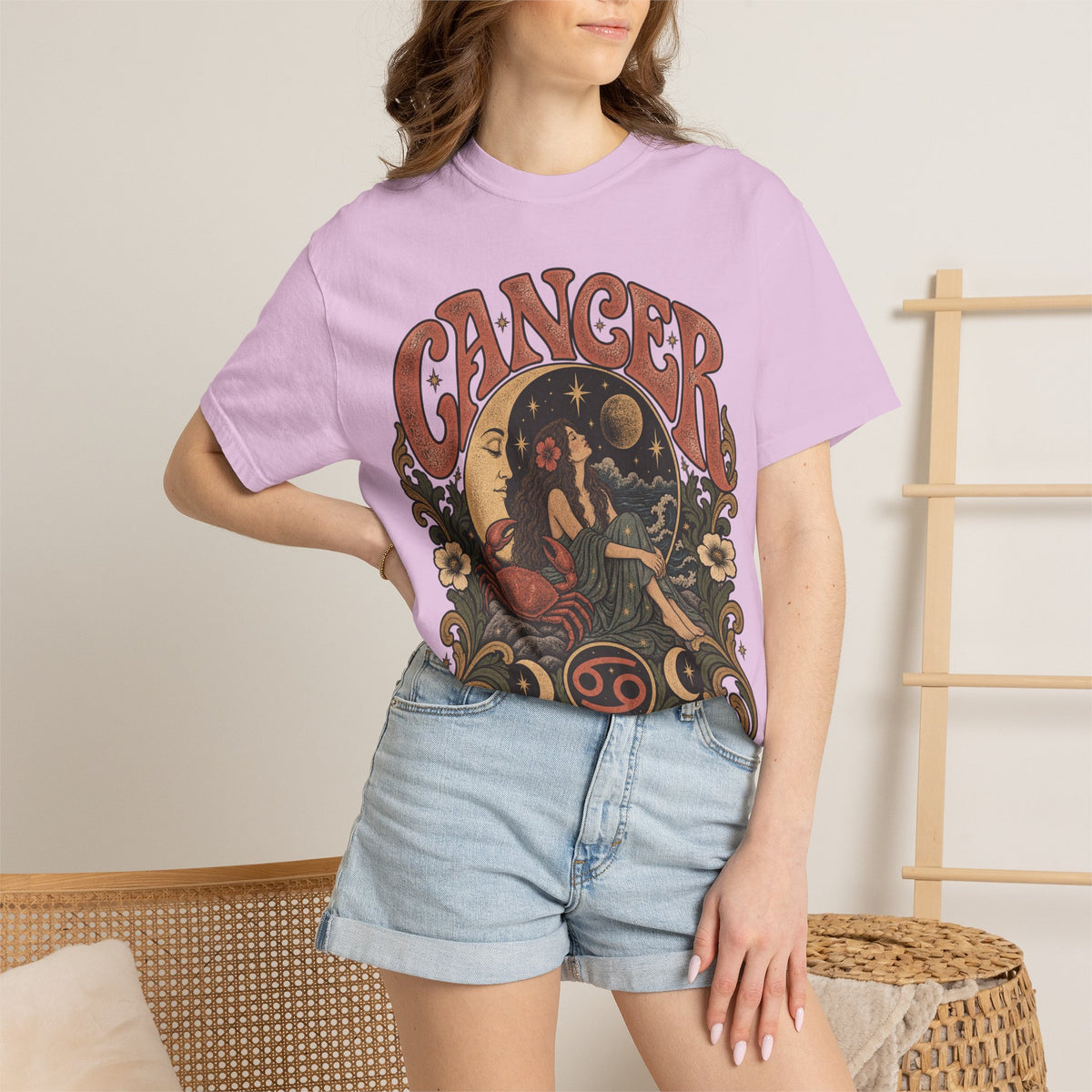 Cancer Zodiac T‑Shirt — Vintage Astrology Tee (Cancer Zodiac Sign)