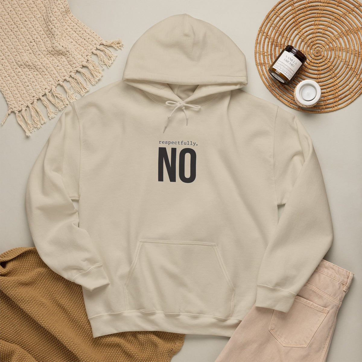 NO Minimal Grumpy Humor Hoodie | Deadpan Text, Introvert Humor