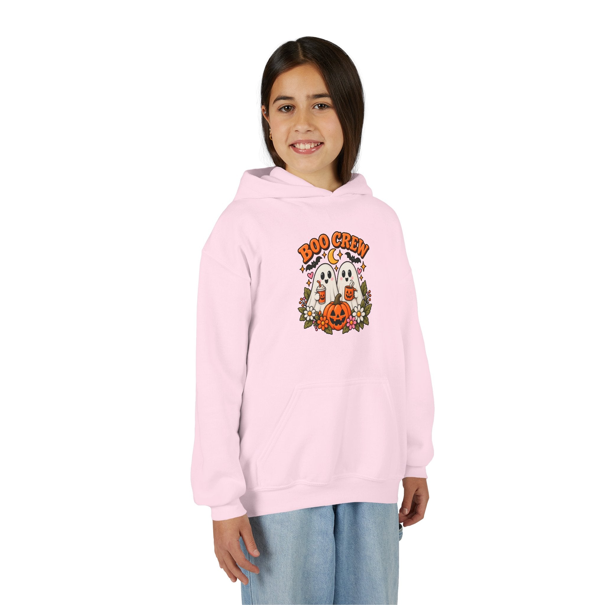 Youth 'Boo Crew' Halloween Hoodie — Cute Ghosts & Pumpkin Kids Sweatshirt