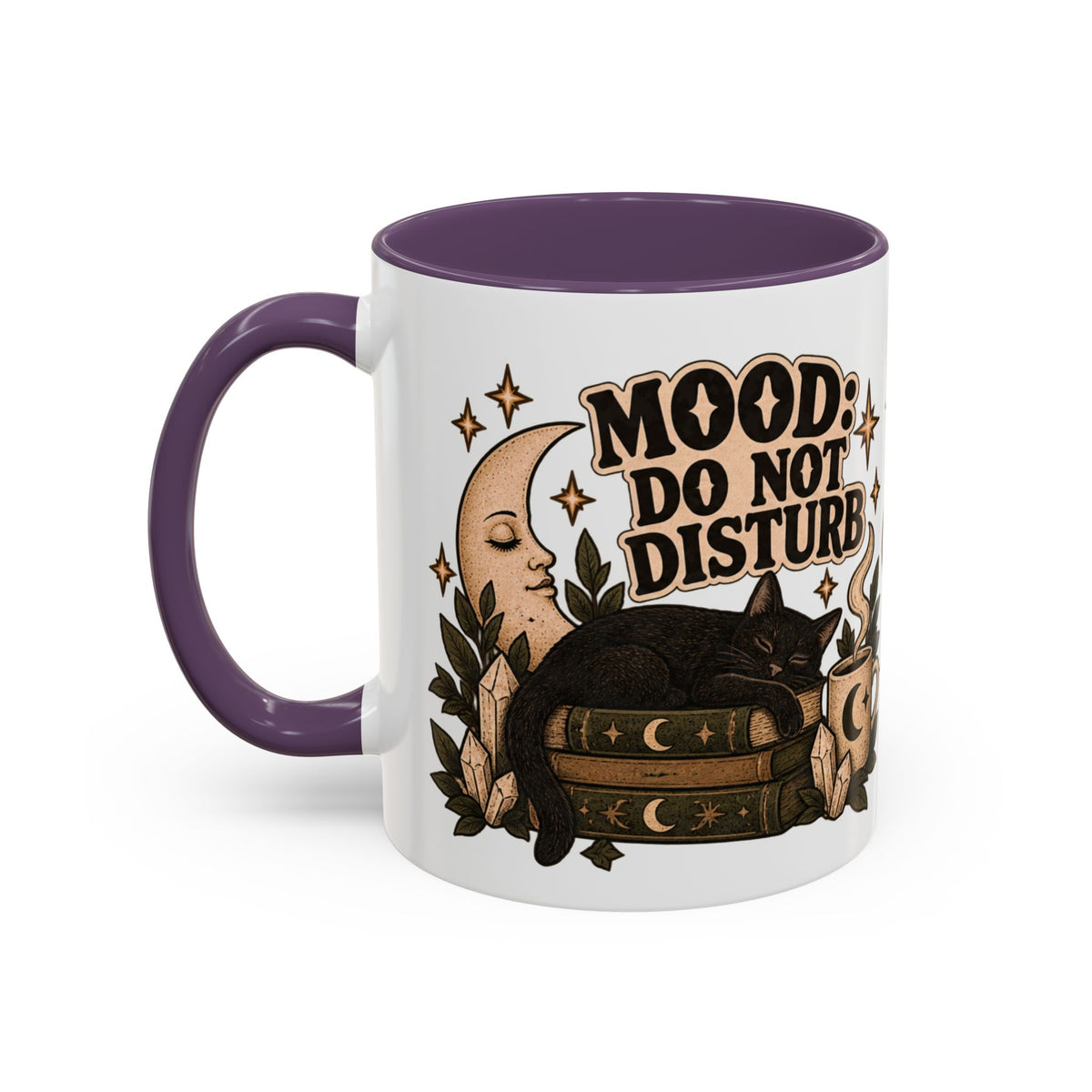 Mood: Do Not Disturb Mug — Sleepy Cat & Moon Ceramic Coffee Mug