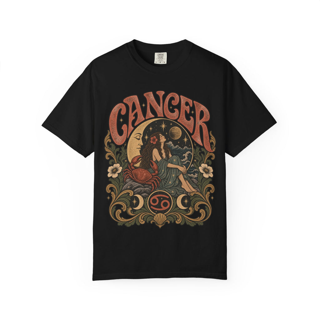 Cancer Zodiac T‑Shirt — Vintage Astrology Tee (Cancer Zodiac Sign)