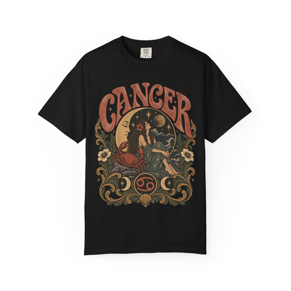 Cancer Zodiac T‑Shirt — Vintage Astrology Tee (Cancer Zodiac Sign)