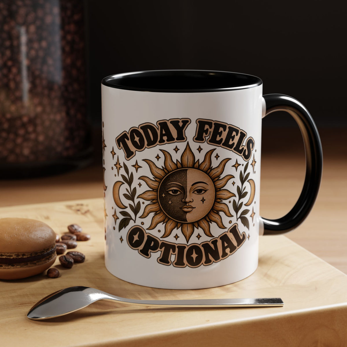 Today Feels Optional Mug — Vintage Sun & Moon Ceramic Coffee Mug