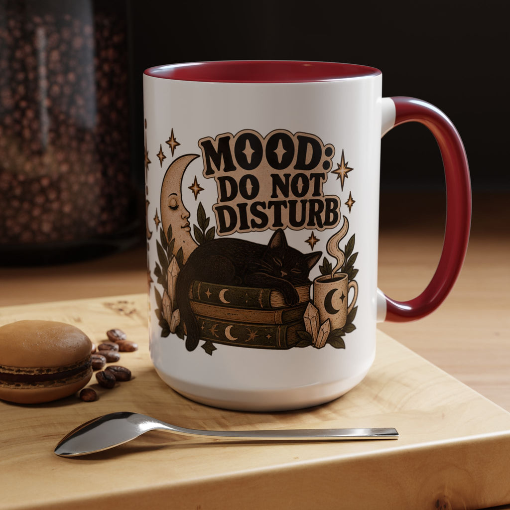 Mood: Do Not Disturb Mug — Sleepy Cat & Moon Ceramic Coffee Mug