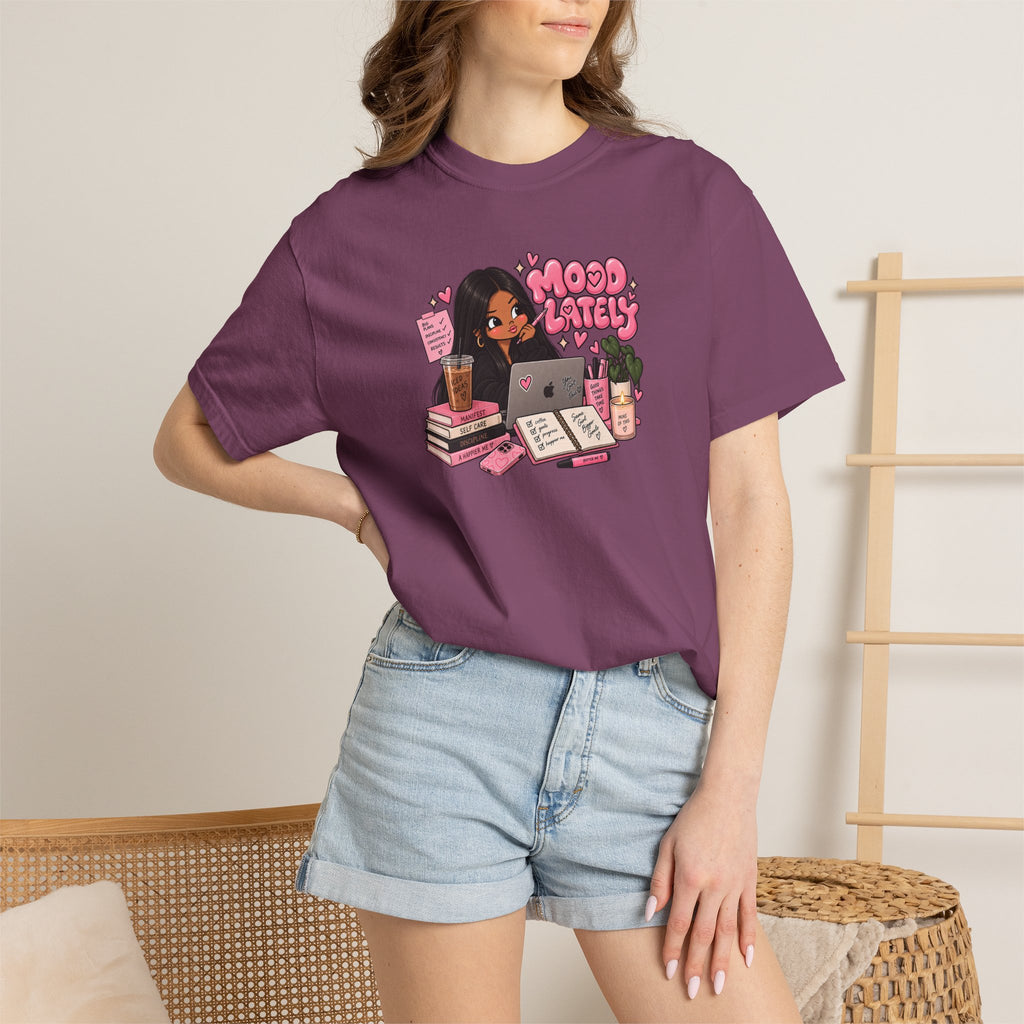 Mood Lately T-Shirt — Cute Study Girl Graphic Tee