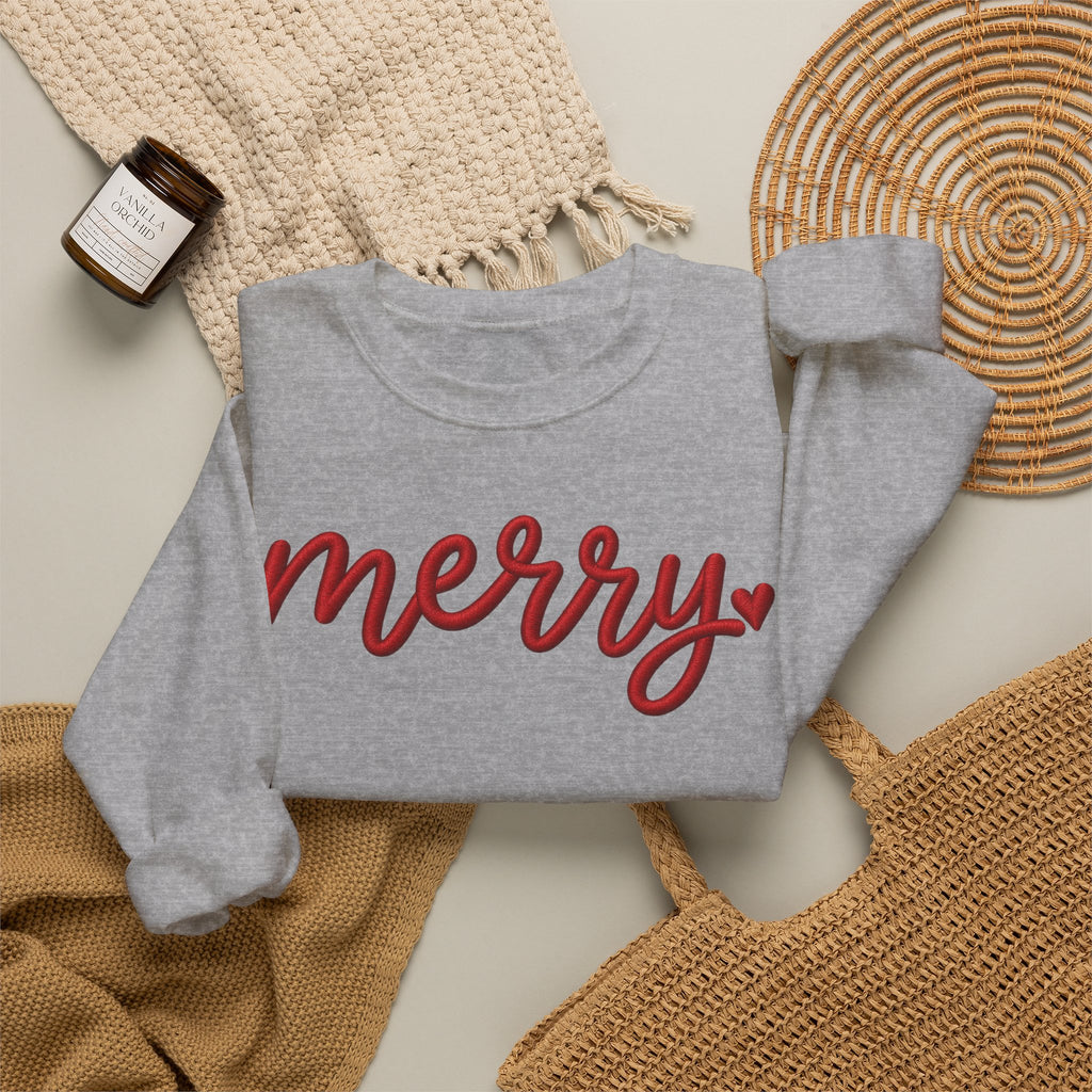 Merry Script Sweatshirt — Cozy Holiday Crewneck