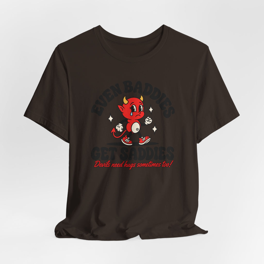 Graphic Tee — "Even Baddies Get Saddles" Cute Devil Skate T-Shirt