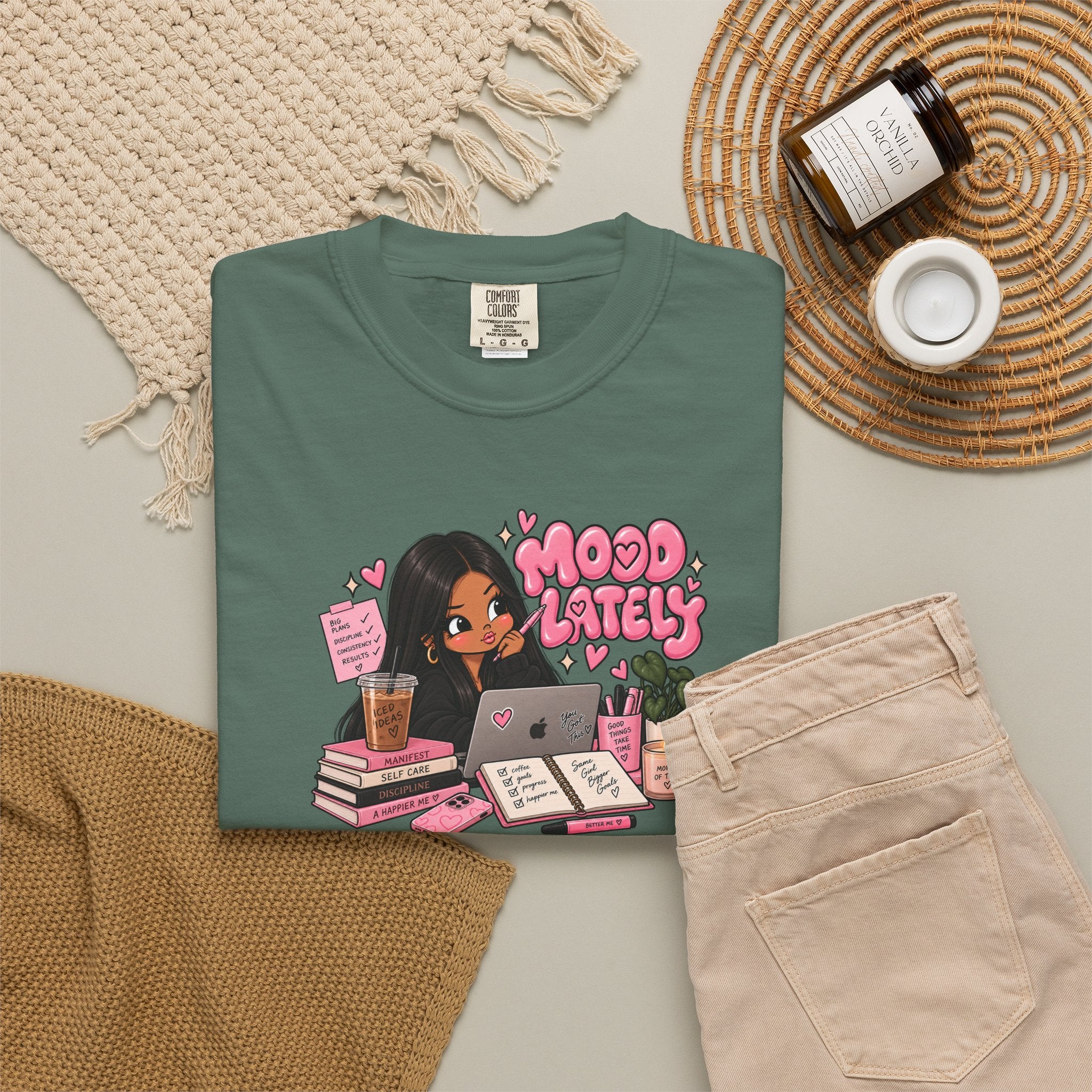 Mood Lately T-Shirt — Cute Study Girl Graphic Tee