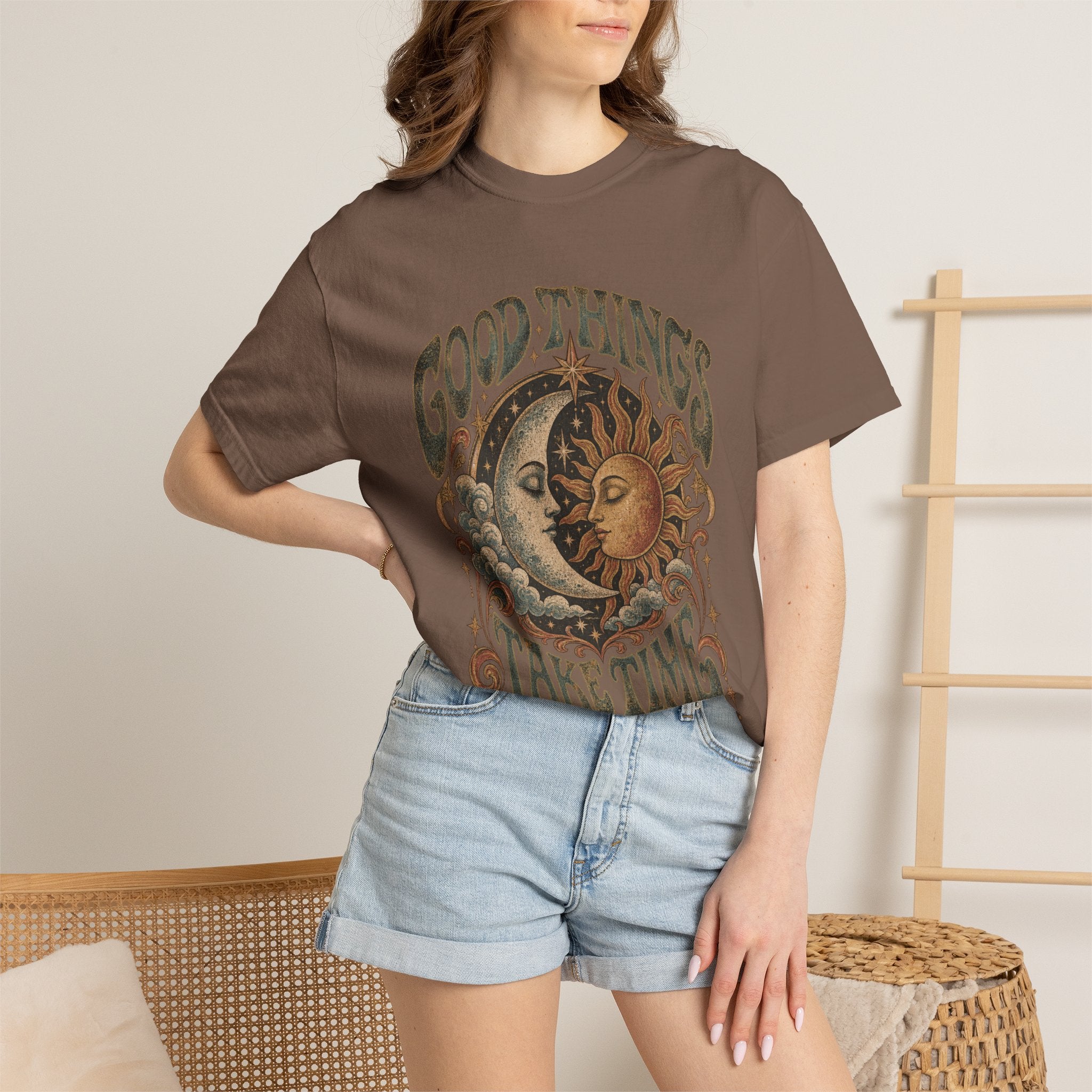 Good Things Take Time Tee — Vintage Sun & Moon Graphic T-Shirt