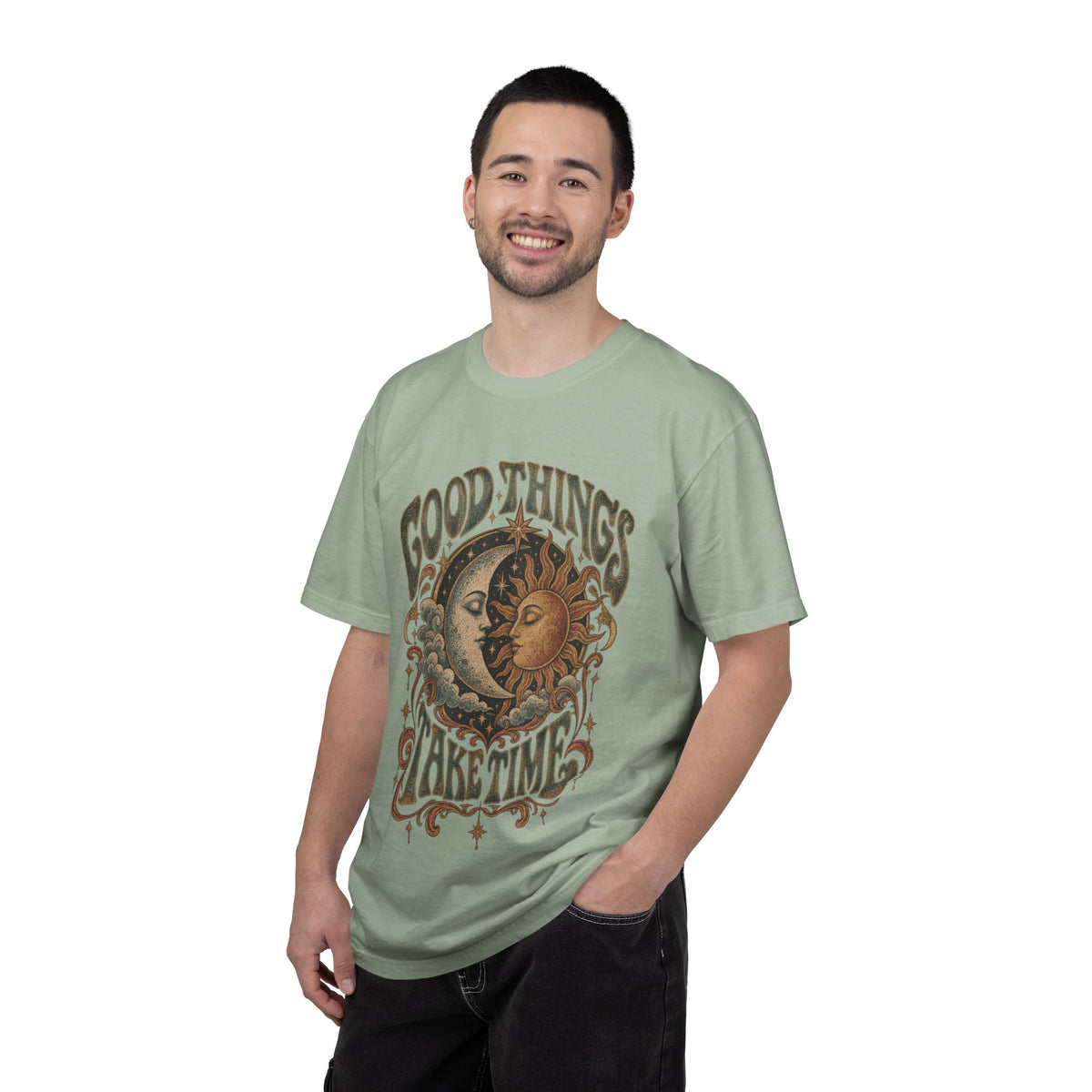 Good Things Take Time Tee — Vintage Sun & Moon Graphic T-Shirt