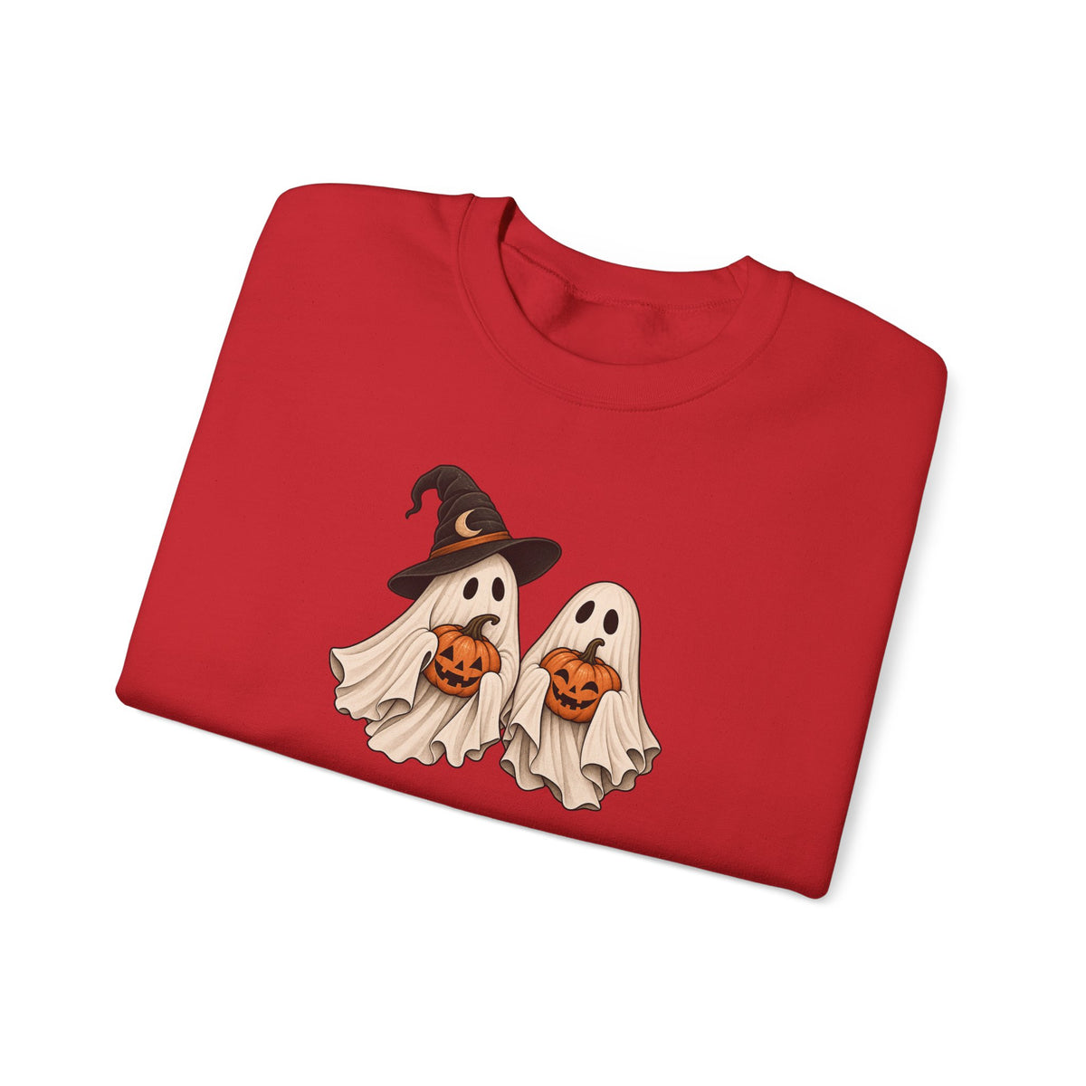 Halloween Ghosts Crewneck Sweatshirt — Cute Witch & Ghost Trick-or-Treat Design