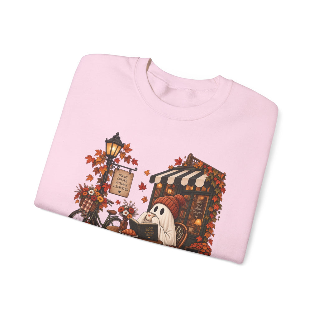 Autumn Ghost Café Sweatshirt — Cozy Fall Pumpkin Patch Crewneck