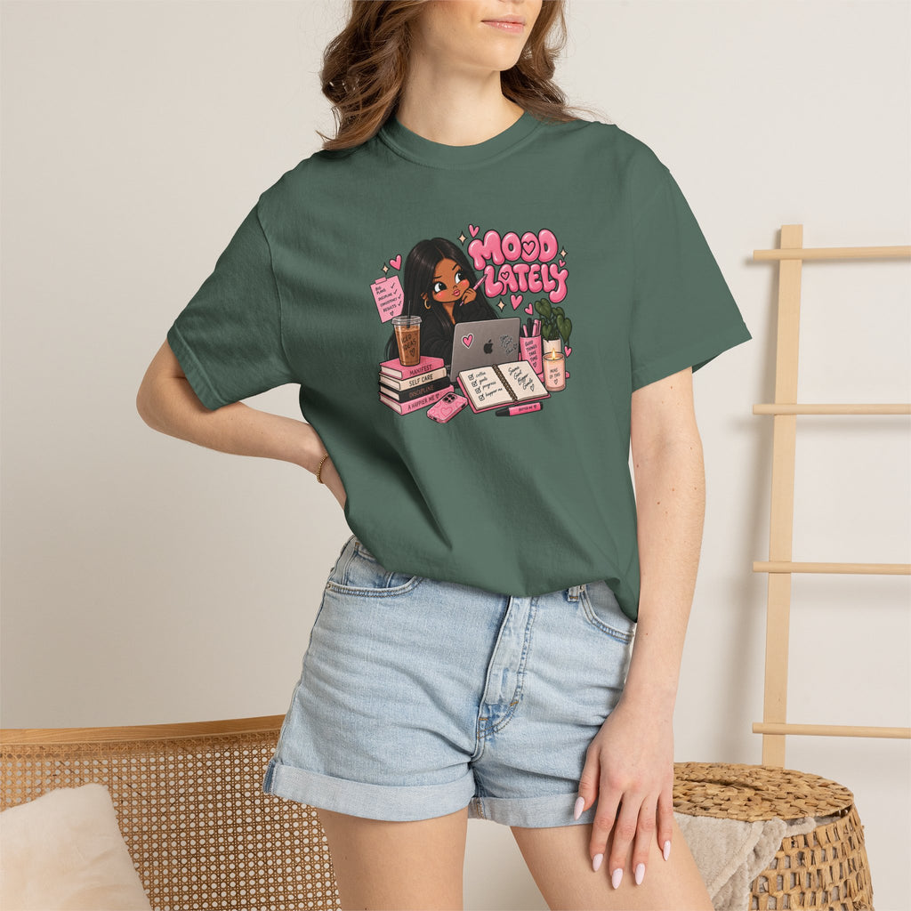 Mood Lately T-Shirt — Cute Study Girl Graphic Tee