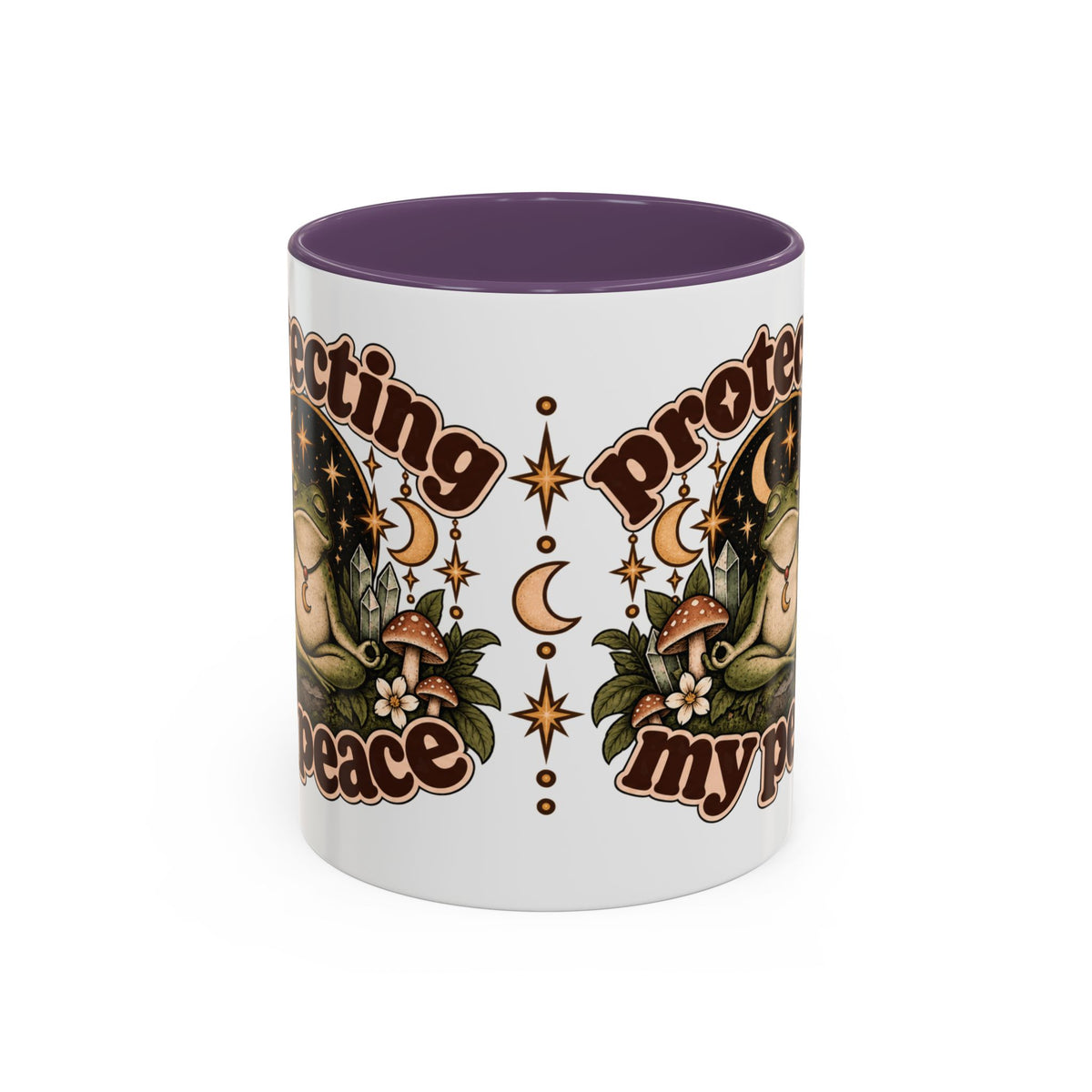Protecting My Peace Mug — Frog & Mushroom Ceramic Coffee Mug