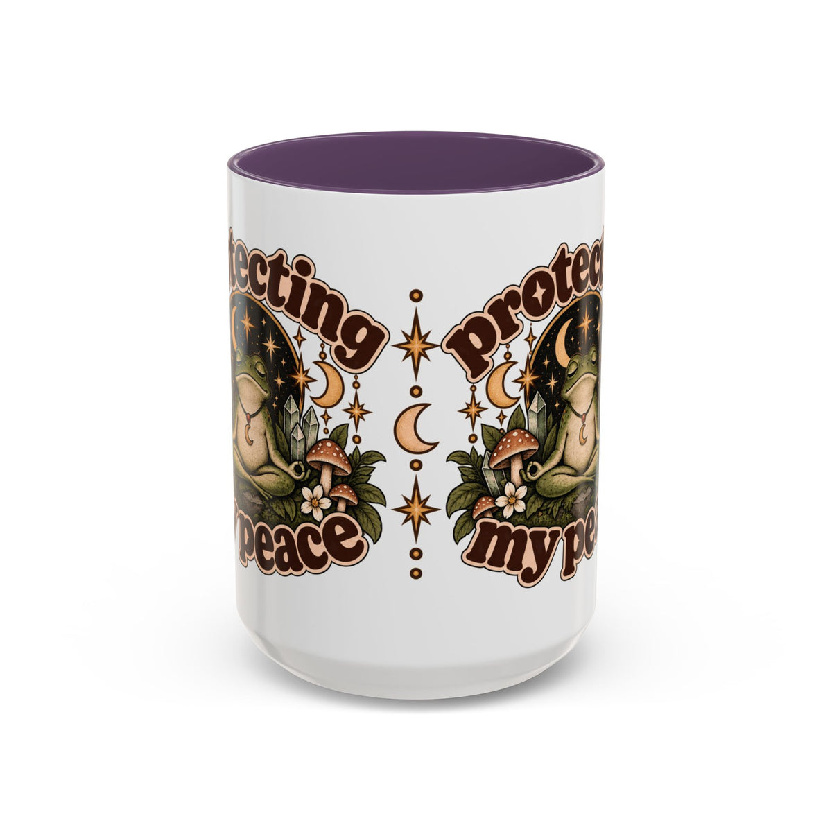 Protecting My Peace Mug — Frog & Mushroom Ceramic Coffee Mug