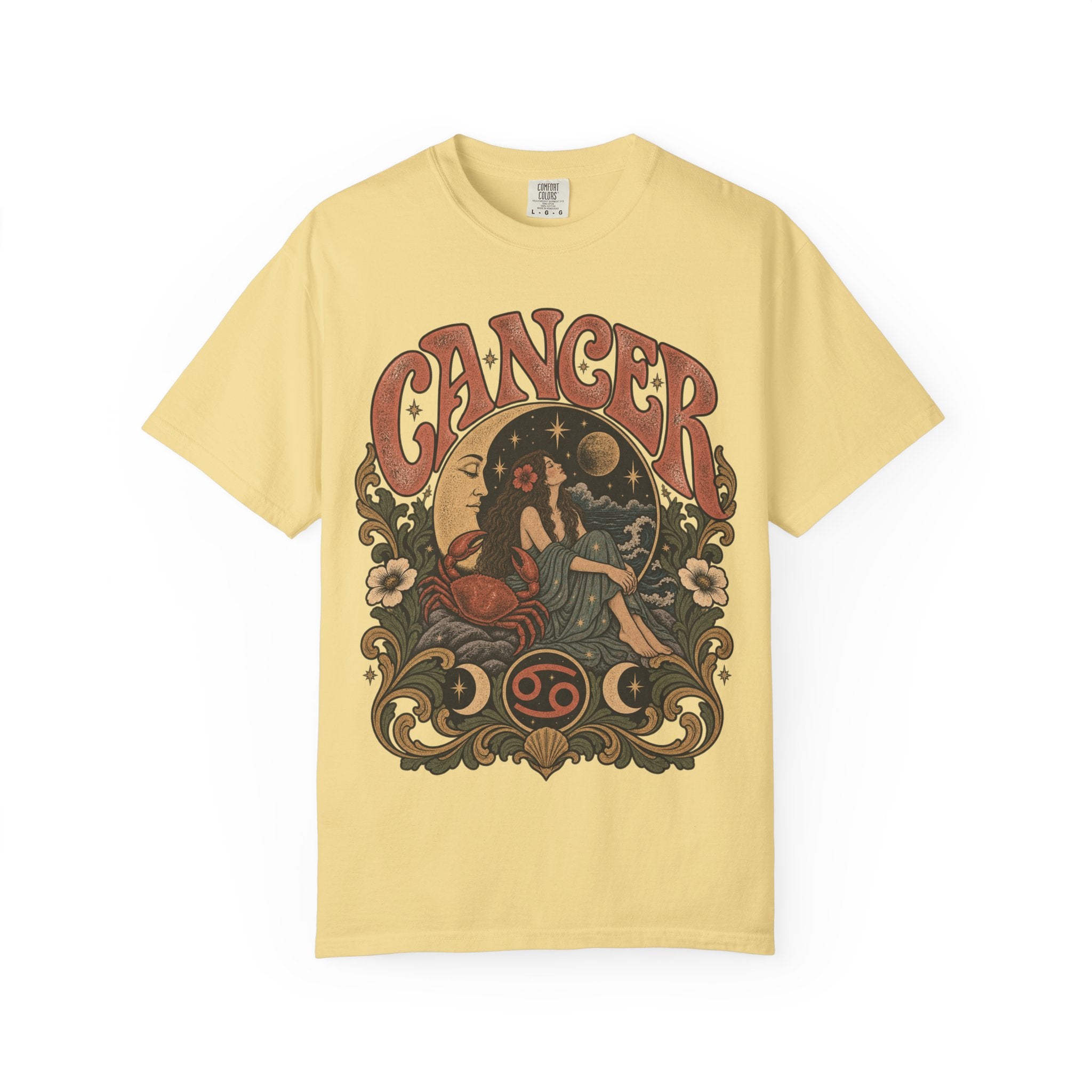 Cancer Zodiac T‑Shirt — Vintage Astrology Tee (Cancer Zodiac Sign)