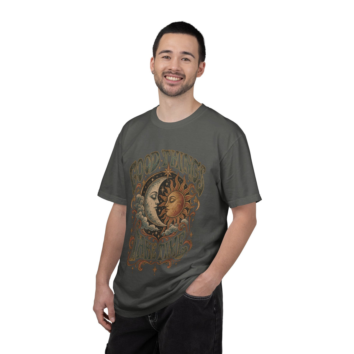 Good Things Take Time Tee — Vintage Sun & Moon Graphic T-Shirt