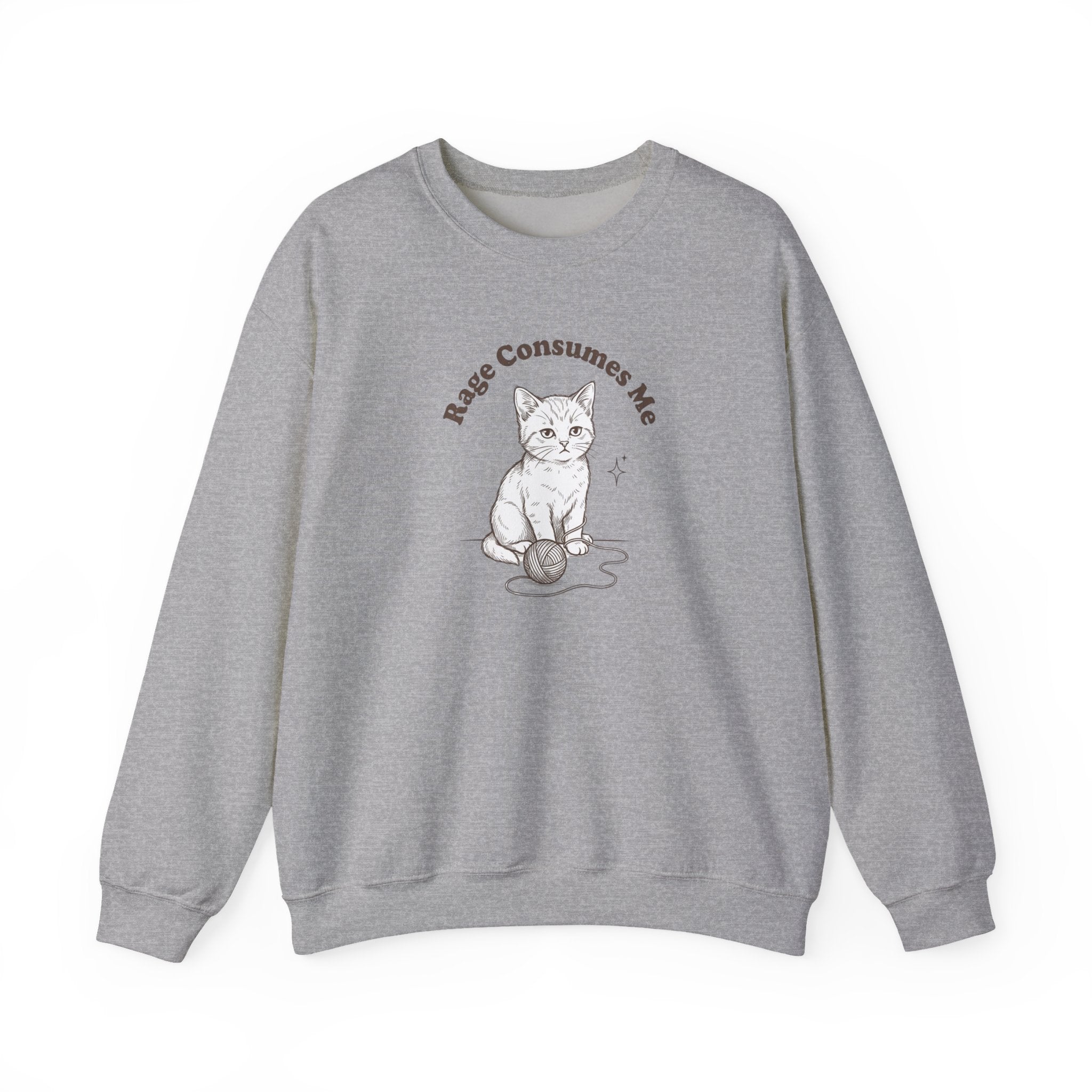 Rage Consumes Me kitten sweatshirt | vintage minimalist cat, ironic emotion