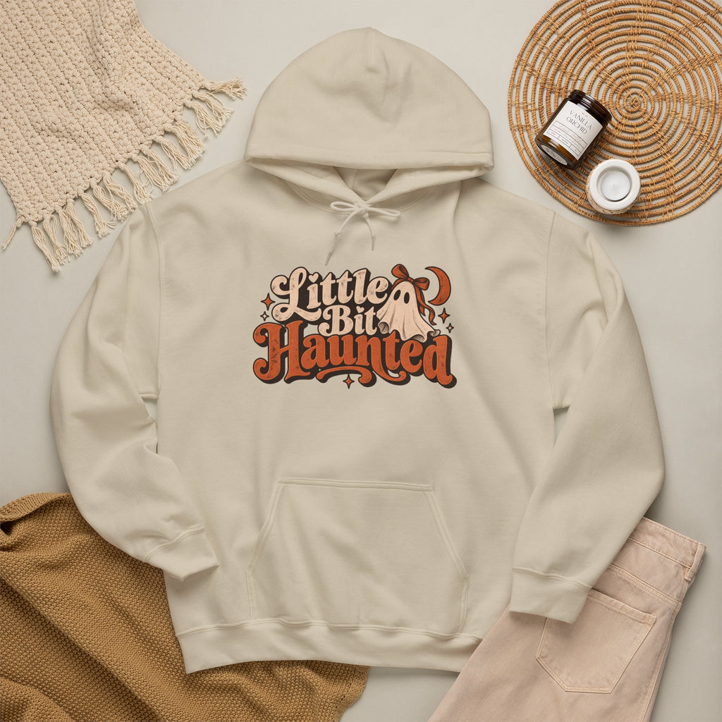 Little Bit Haunted Hoodie — Retro Halloween Ghost Pullover