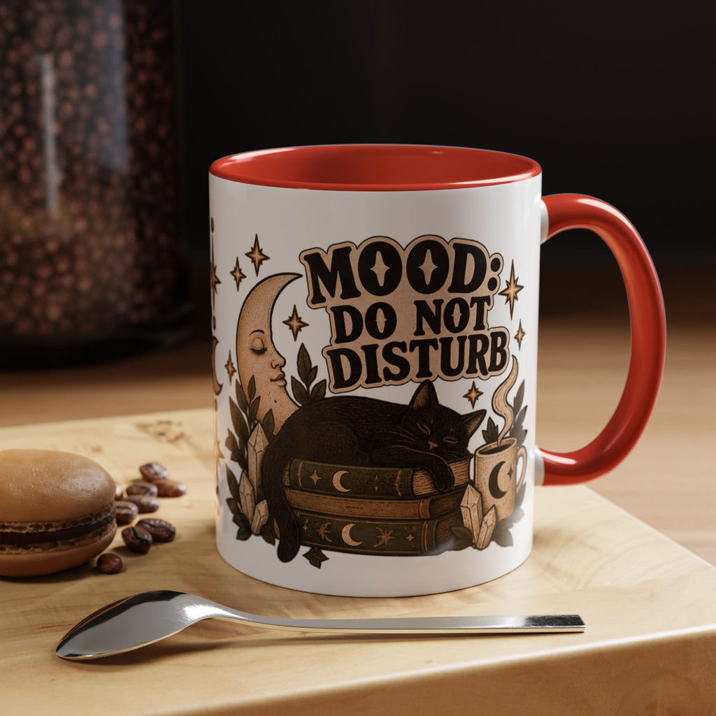 Mood: Do Not Disturb Mug — Sleepy Cat & Moon Ceramic Coffee Mug