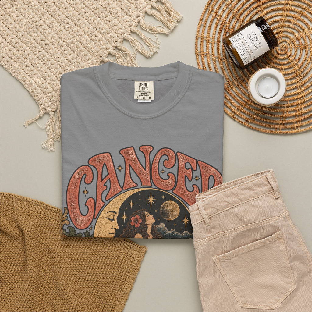 Cancer Zodiac T‑Shirt — Vintage Astrology Tee (Cancer Zodiac Sign)