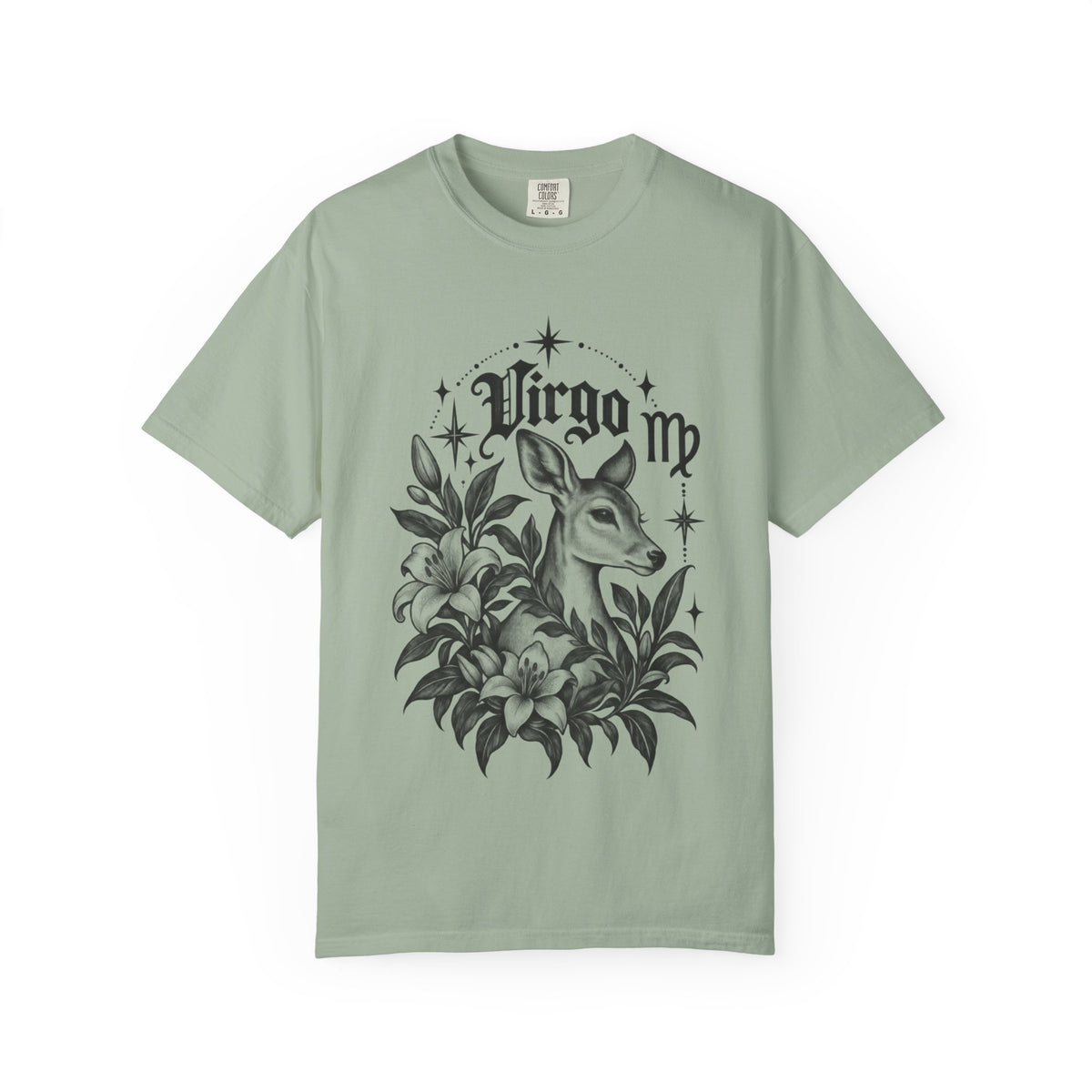 Virgo Floral Deer Zodiac Tee — Astrology Graphic T-Shirt