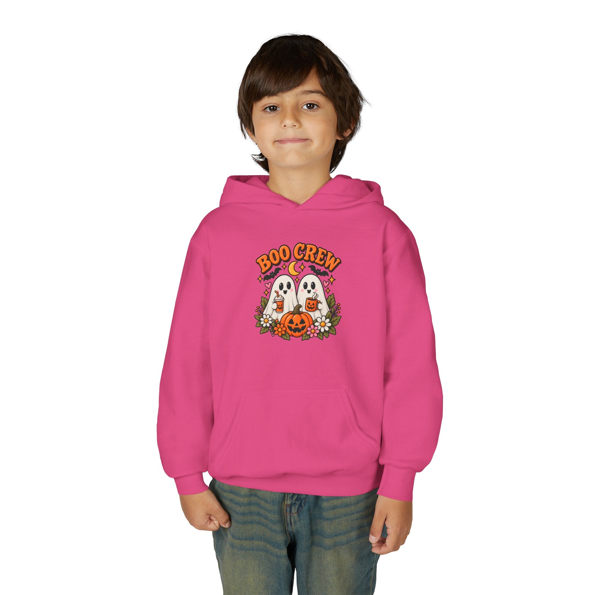 Youth 'Boo Crew' Halloween Hoodie — Cute Ghosts & Pumpkin Kids Sweatshirt