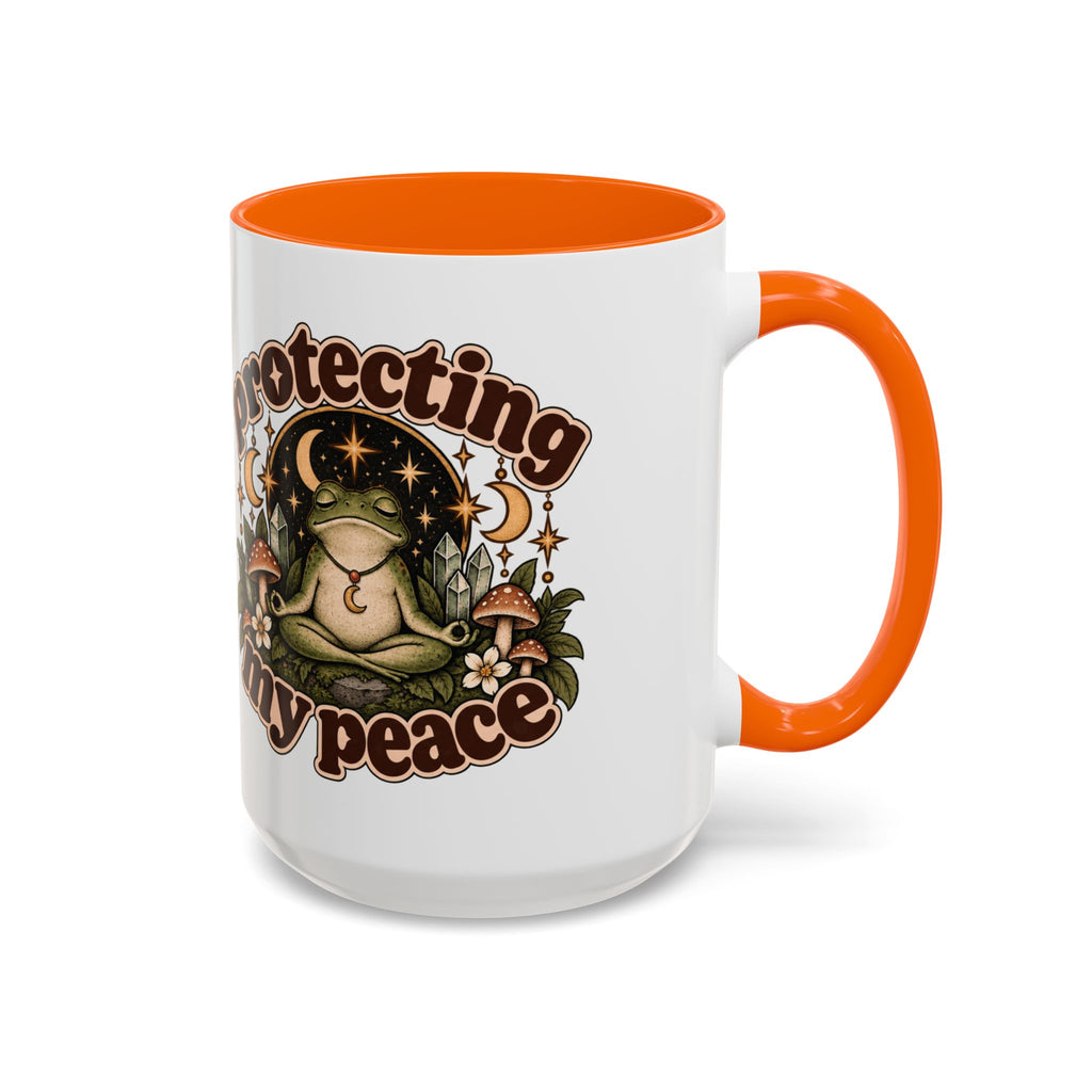 Protecting My Peace Mug — Frog & Mushroom Ceramic Coffee Mug