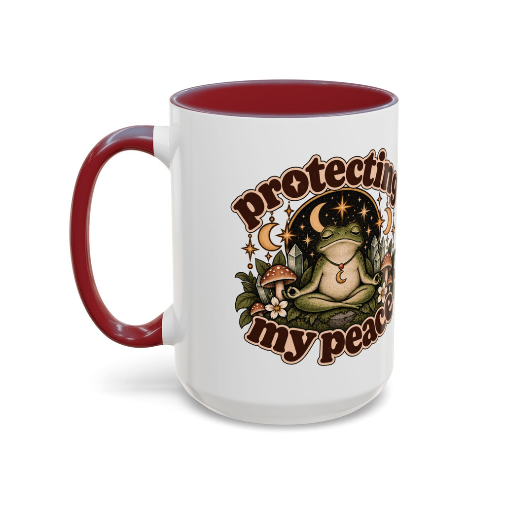 Protecting My Peace Mug — Frog & Mushroom Ceramic Coffee Mug
